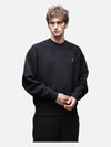 Small Heart Logo Sweatshirt Black - AMI - BALAAN 3