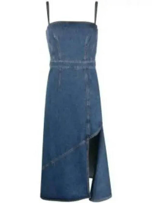 Slit Detail Denim Midi Dress Blue - ALEXANDER MCQUEEN - BALAAN 2