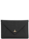 Victoria ORB Logo Leather Unbalanced Clutch Bag Black - VIVIENNE WESTWOOD - BALAAN 2