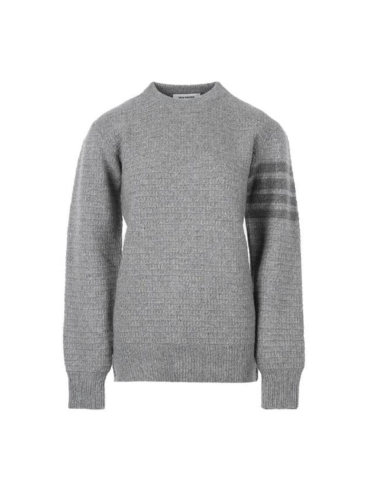 Women's Diagonal Armband Pullover Cashmere Knit Top Light Gray - THOM BROWNE - BALAAN.