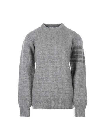 Women's 4 Bar Stripe Cashmere Pullover Knit Top Light Grey - THOM BROWNE - BALAAN 1