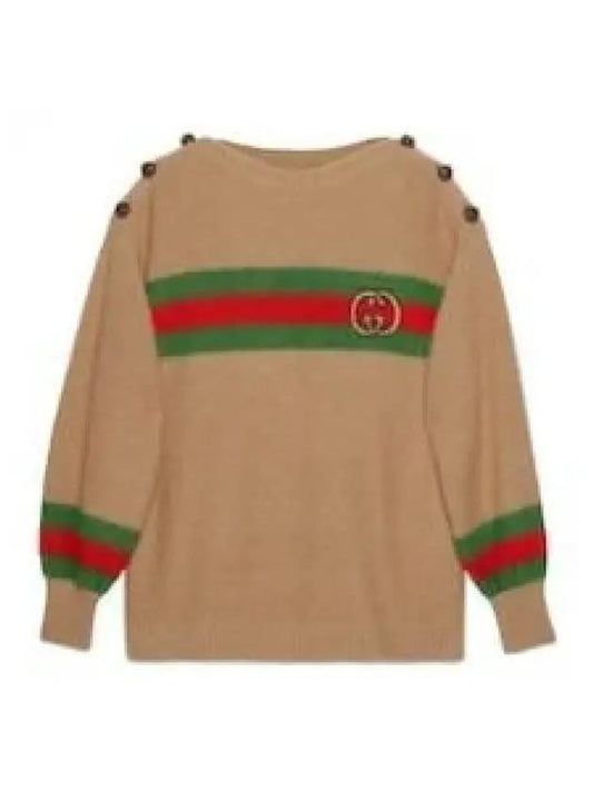 Web Interlocking GG Knit Top Camel - GUCCI - BALAAN 2