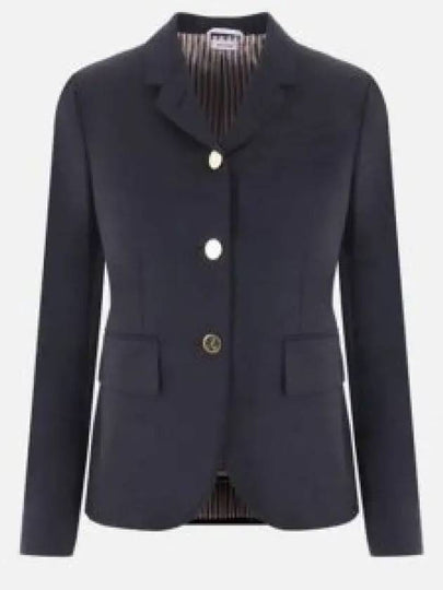 Women's Twill Slim Fit Single Breasted Wool Jacket Navy - THOM BROWNE - BALAAN 2