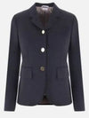 Women's Twill Slim Fit Single Breasted Wool Jacket Navy - THOM BROWNE - BALAAN 2