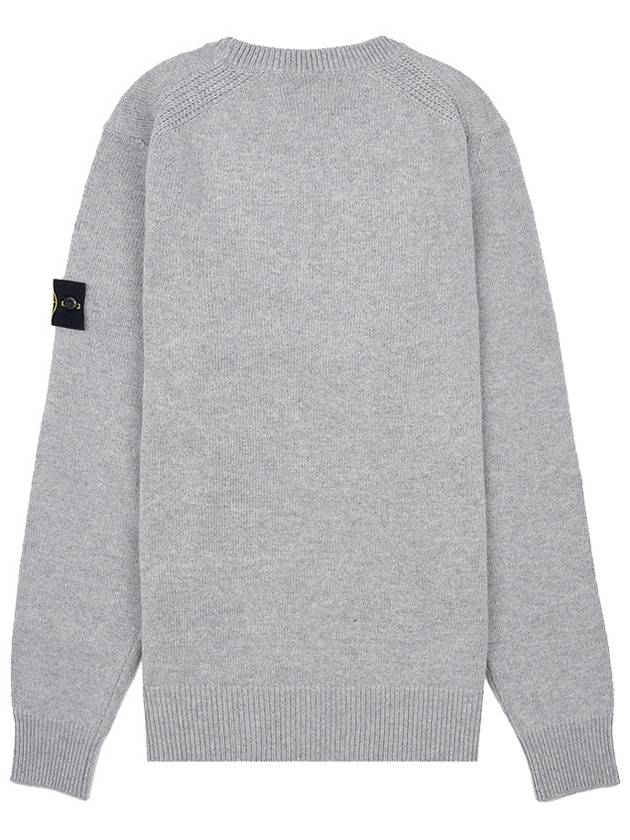 Men's Waffen Patch Round Neck Knit Top Light Grey - STONE ISLAND - BALAAN 3