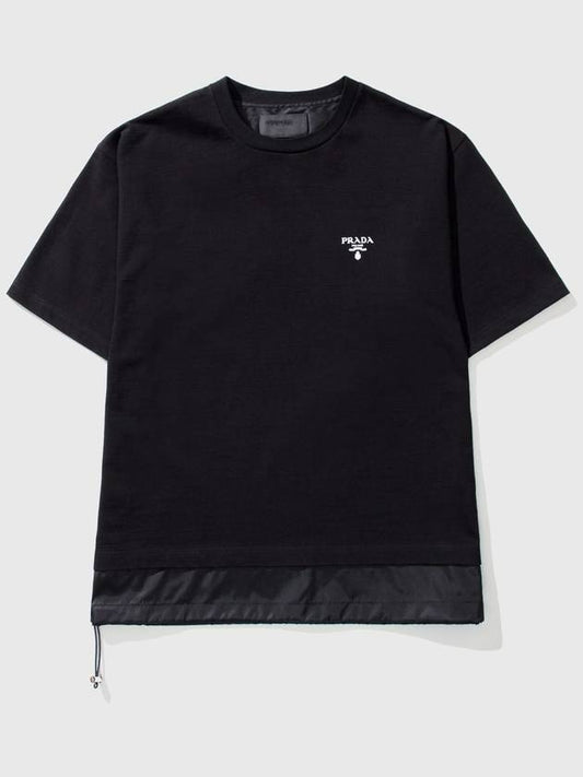 logo crew neck cotton short sleeve t-shirt black - PRADA - BALAAN 2