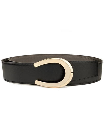 Men's Horseshoe Luck H 38mm Leather Belt Black - HERMES - BALAAN 1