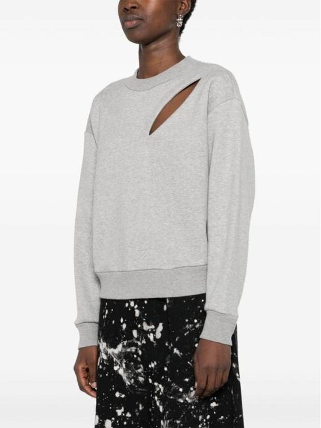 Cutout Detail Round Neck Sweatshirt Grey - ALEXANDER MCQUEEN - BALAAN 3