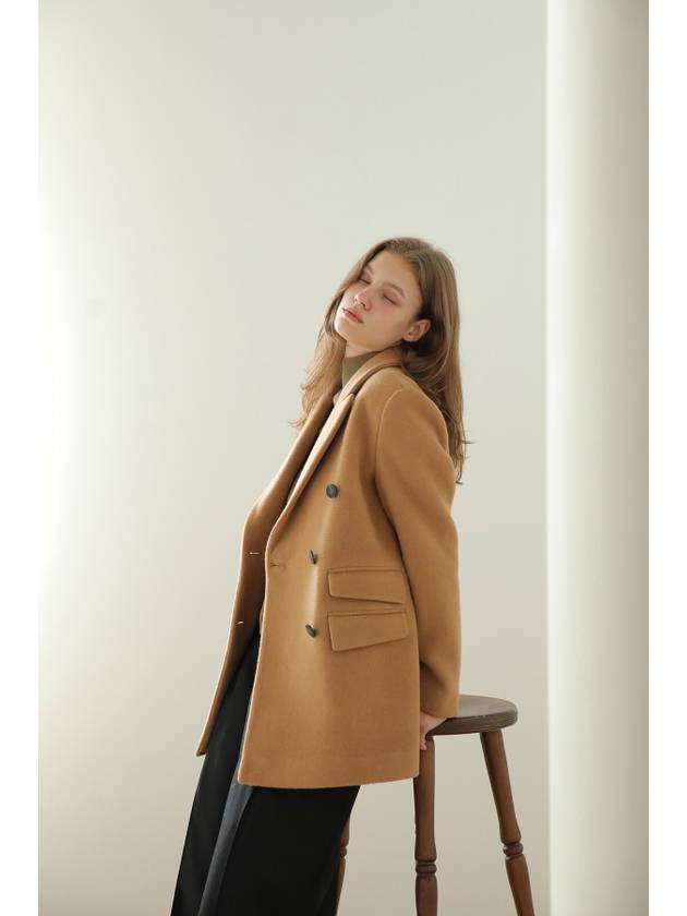 Caisienne loose fit double tailored wool jacket beige - CAHIERS - BALAAN 4