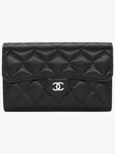 Classic Flap Wallet Grained Calfskin & Silver Black - CHANEL - BALAAN 2