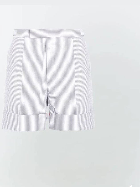 Men's Seersucker Gross Grain Cuff Shorts Medium Grey - THOM BROWNE - BALAAN 2