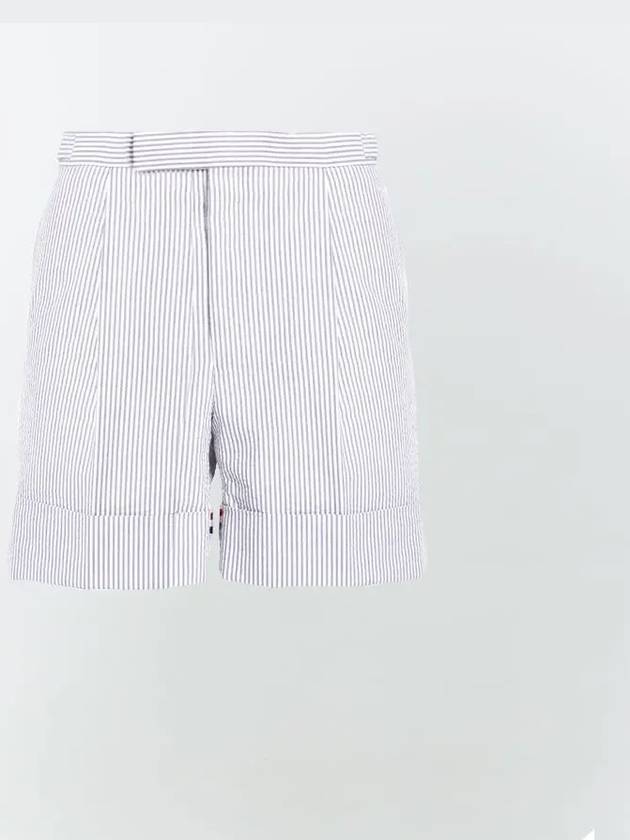 Men's Seersucker Gross Grain Cuff Shorts Medium Grey - THOM BROWNE - BALAAN 2