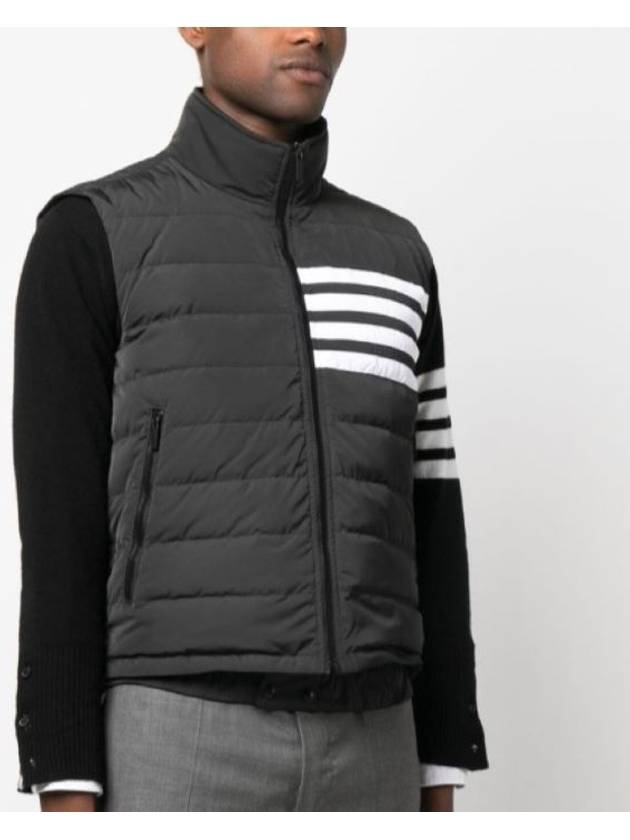 4 Bar Poly Twill Down Vest Charcoal - THOM BROWNE - BALAAN 4