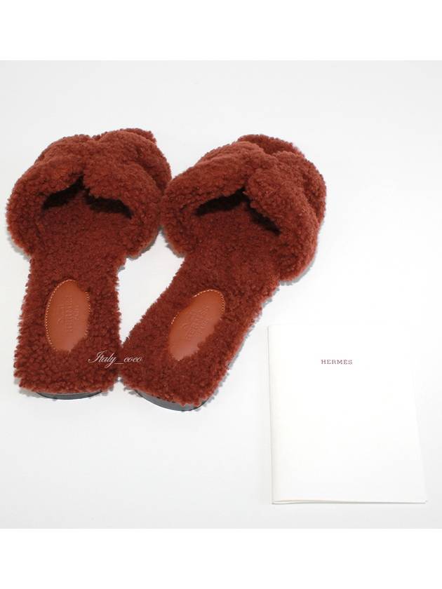 Oran Fleece Shearling Sandals Slippers H212178ZH - HERMES - BALAAN 5