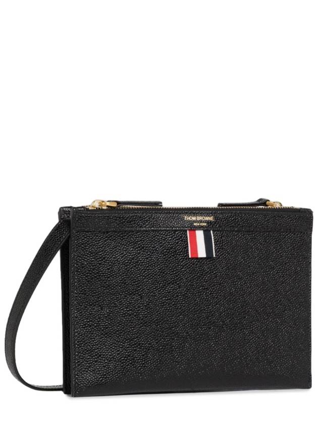 Logo 4 Bar Leather Clutch Bag Black - THOM BROWNE - BALAAN 5