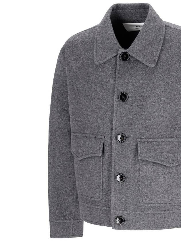 Flap Pocket Wool Cashmere Jacket Grey - AMI - BALAAN 4