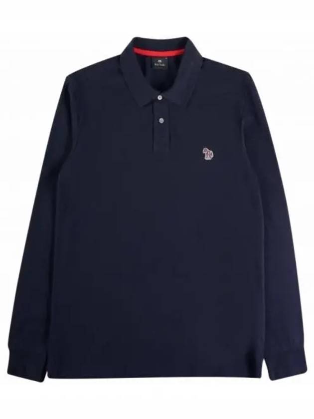 Zebra Patch Long Sleeve Polo Shirt Navy - PAUL SMITH - BALAAN 2