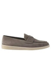 Triangle Logo Suede Loafers Grey - PRADA - BALAAN 2