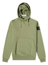 Garment Dyed Cotton Fleece Badge Hoodie Green - STONE ISLAND - BALAAN 4