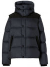 Detachable Sleeve Hooded Puffer Short Padded Jacket Navy - BURBERRY - BALAAN.