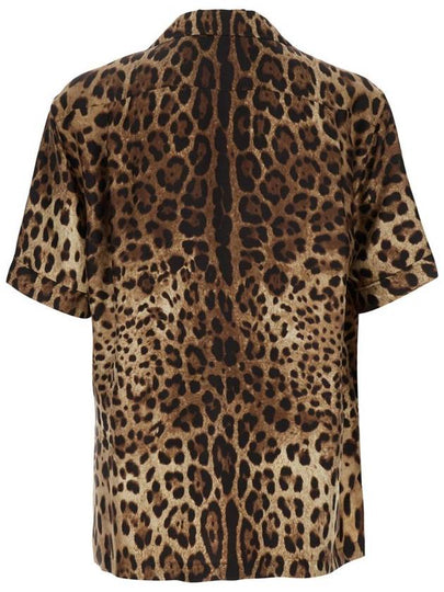 Brown Bowling Shirt With Cuban Collar And All-Over Leopard Print In Silk Man - DOLCE&GABBANA - BALAAN 2