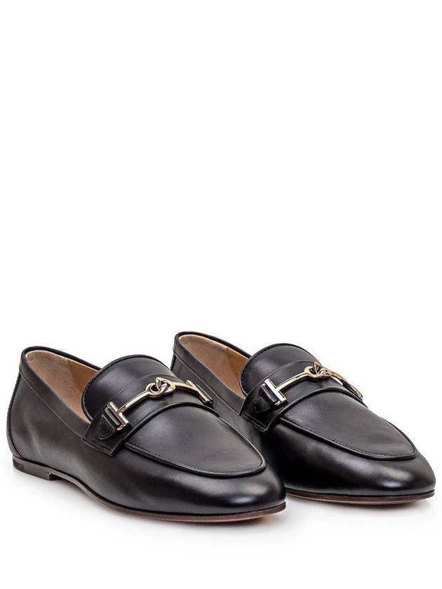 Double T Calf Leather Loafers Black - TOD'S - BALAAN 3