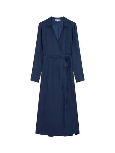 V-neck silk wrap dress navy - REFORMATION - BALAAN 1