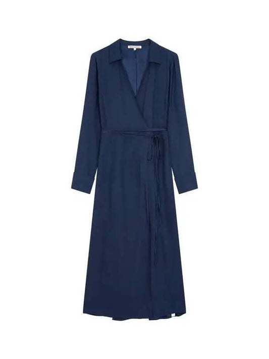 V-neck silk wrap dress navy - REFORMATION - BALAAN 1