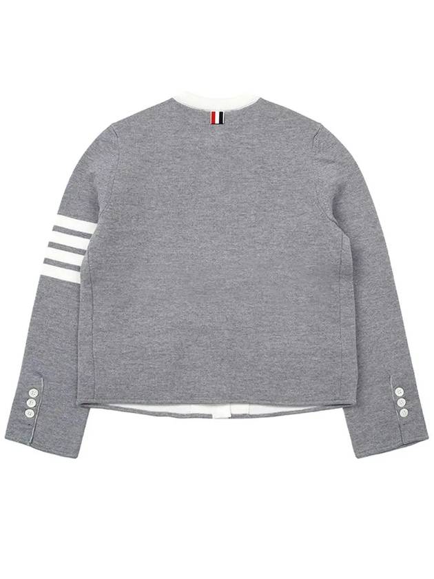 Double Face 4Bar Wool Cardigan Grey - THOM BROWNE - BALAAN 3