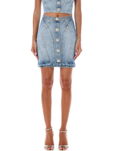 Balmain Denim Mini Skirt - BALMAIN - BALAAN 1