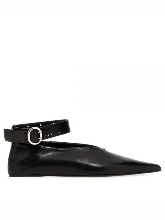 Ankle Strap Leather Ballerina Black - JIL SANDER - BALAAN 2