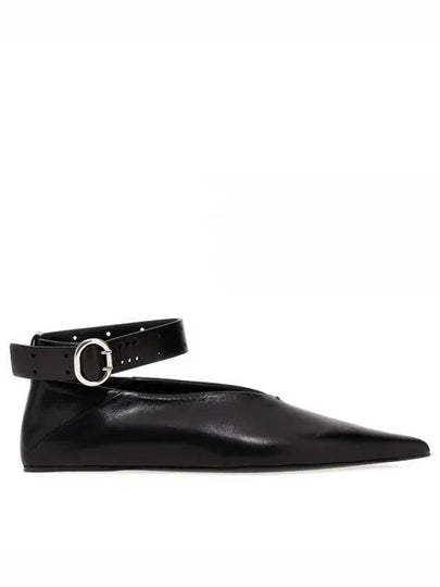 Ankle Strap Leather Ballerina Flats Black - JIL SANDER - BALAAN 2