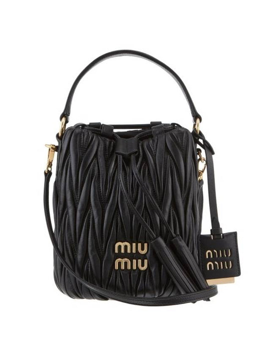 Matelasse Nappa Leather Bucket Bag Black - MIU MIU - BALAAN 1