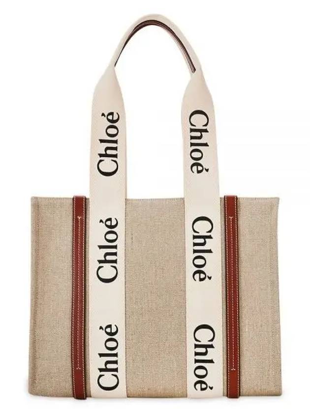 Woody Canvas Medium Tote Bag Brown - CHLOE - BALAAN 2