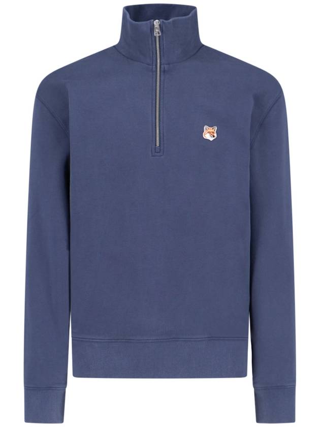 Fox Head Patch Half Zipper Sweatshirt Ink Blue - MAISON KITSUNE - BALAAN 2