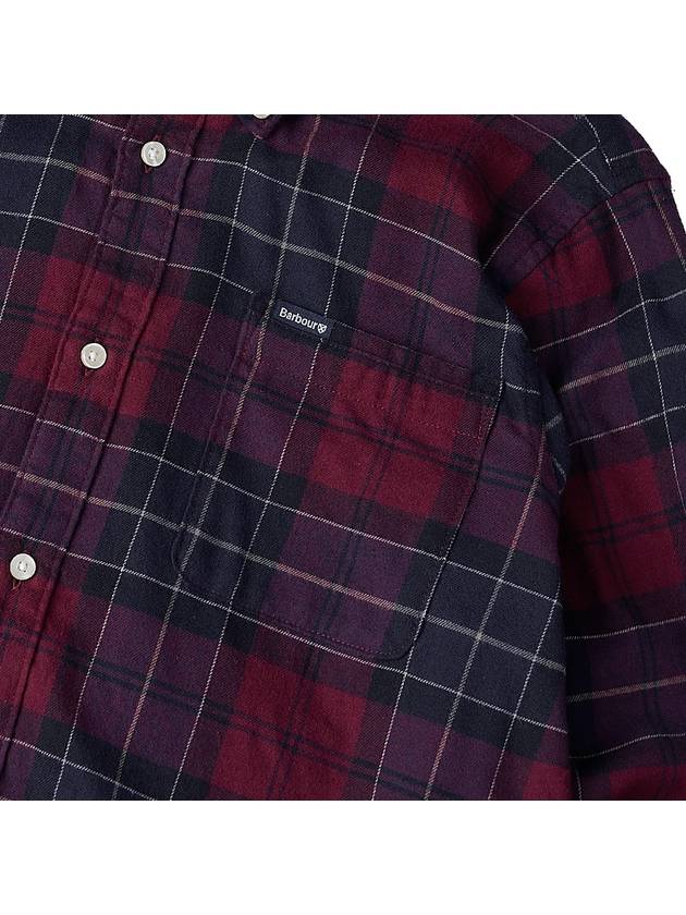 Men's Rasay Tailored Check Long Sleeve Shirt Cordovan Tartan - BARBOUR - BALAAN 8