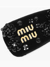 Metal Lettering Logo Velvet Hair Pin Black - MIU MIU - BALAAN 4