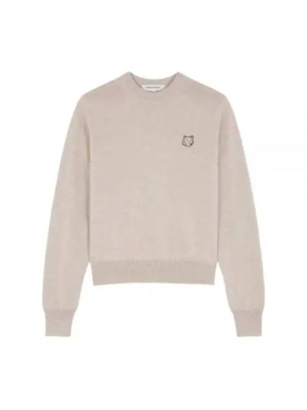 Bold Fox Head Wool Knit Top Light Beige Melange - MAISON KITSUNE - BALAAN 2