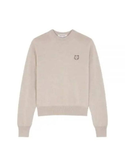 Bold Fox Head Wool Knit Top Light Beige Melange - MAISON KITSUNE - BALAAN 2