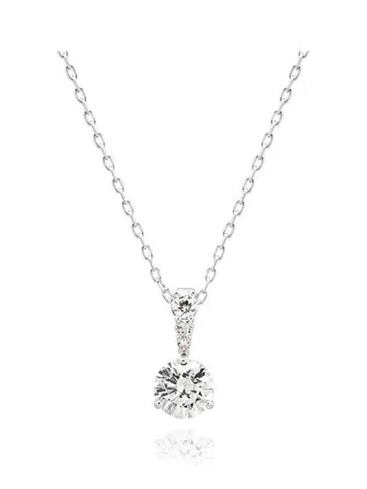 Stilla Round Cut Crystal Pendant Necklace Silver - SWAROVSKI - BALAAN 2