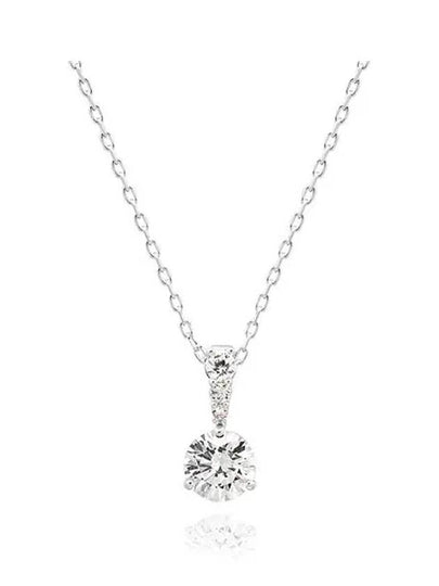 Stilla Round Cut Crystal Pendant Necklace Silver - SWAROVSKI - BALAAN 2