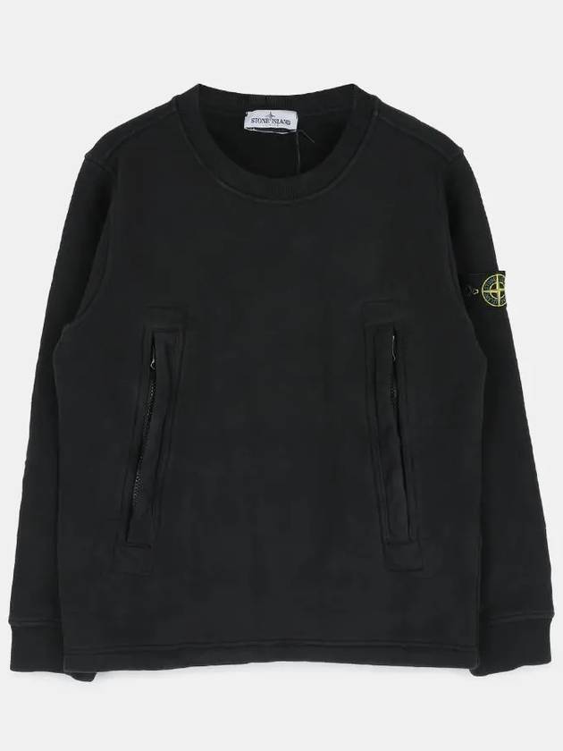 Stone Kids Wappen Front Pocket Brushed Sweatshirt Black 751660240 V0029 10 12A - STONE ISLAND - BALAAN 2