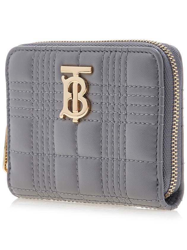 Lola Zip Quilted Leather Half Wallet Cloud Grey - BURBERRY - BALAAN 3