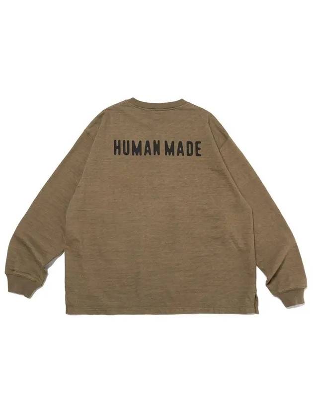 Oversized henley neck long sleeve t shirt olive drap HM26CS013 - HUMAN MADE - BALAAN 3