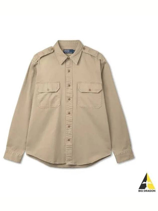 Classic fit twill workshirt beige - POLO RALPH LAUREN - BALAAN 1