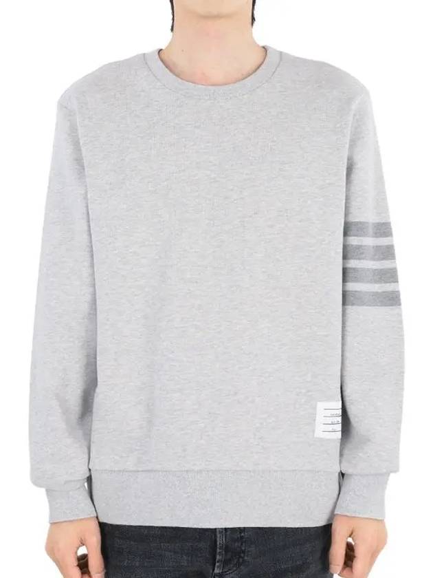 Classic Loopback Terry Tonal 4-Bar Relaxed Fit Crewneck Sweatshirt Pale Grey - THOM BROWNE - BALAAN 3