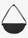 Intrecciato Half Moon Shoulder Bag Black - BOTTEGA VENETA - BALAAN 1