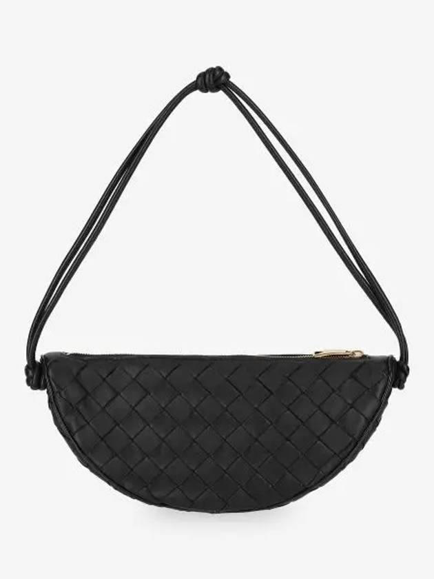 Intrecciato Half Moon Shoulder Bag Black - BOTTEGA VENETA - BALAAN 1