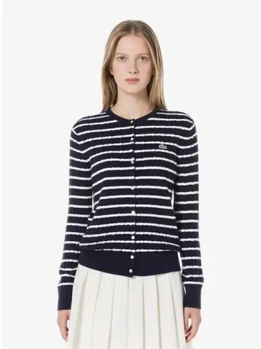 Women s cable crew neck spring fall cardigan AF091E 54N HD domestic product GQ2N24073051770 - LACOSTE - BALAAN 1