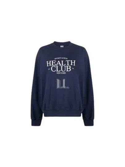 Logo Print Cotton Long Sleeve T-Shirt Navy - SPORTY & RICH - BALAAN 2